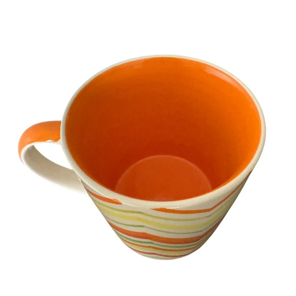 Crate&Barrel Discontinued Chevron Citrus Patterned Mug Zig Zag Abstract Pattern